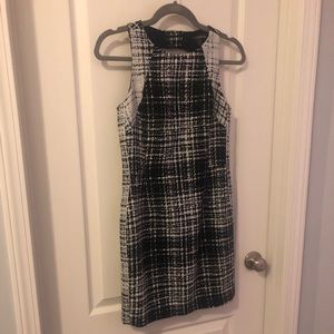 Black & Off White Business Dress with Cut Out